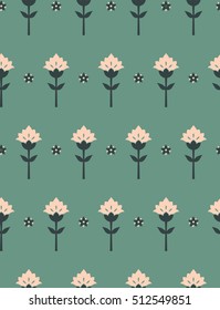 vector seamless graphical oriental fantasy flowers with leaves pattern, modern gentle floral background wallpaper print design, stylized carnation flower