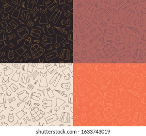 Vector seamless graphics with texture laundry. Simple vector line. Various colours