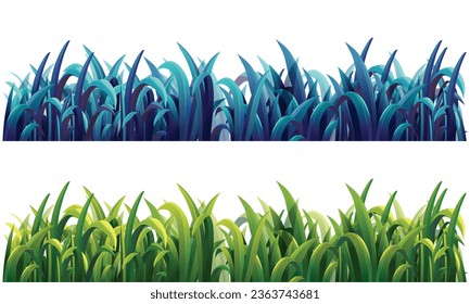 El césped de césped transparente vectorial es realista y horizontal.