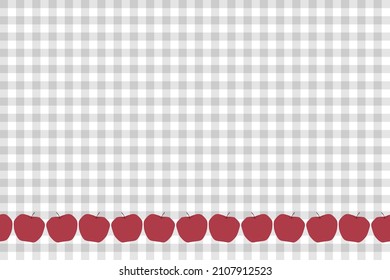 Diseño de papel tapiz de patrón vectorial sin fisuras para dibujar lindas líneas de fruta dulce dulce de manzana roja sobre fondo de manta gris para tela de mantel menú de cocina raspapbook papel artesanal nota de memo etc.