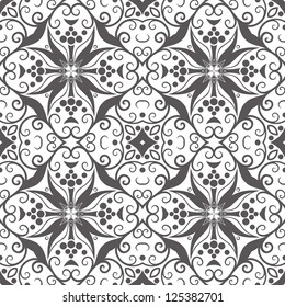 vector seamless gray floral pattern background