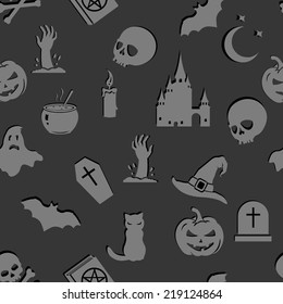 Vector Seamless Gray Halloween Pattern