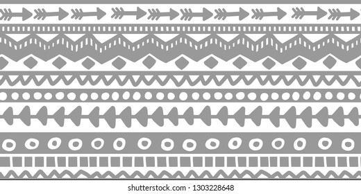 Vector seamless gray and white illustration. Ethnic hand drawn pattern for wallpaper,fabric, textile