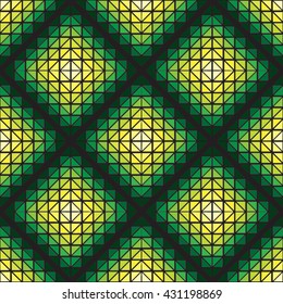 Vector seamless grean triangle pattern. Abstract geometric background