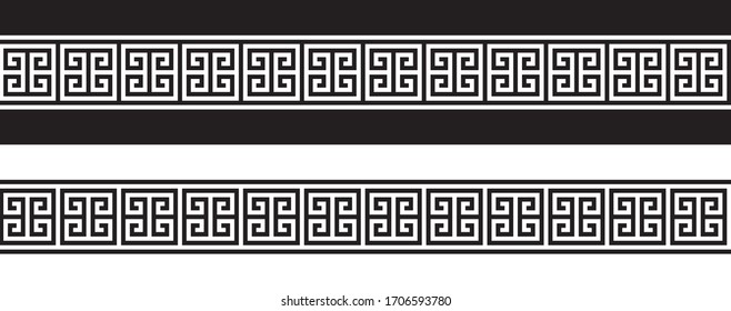 Vector seamless Greek ornament meander, black and white