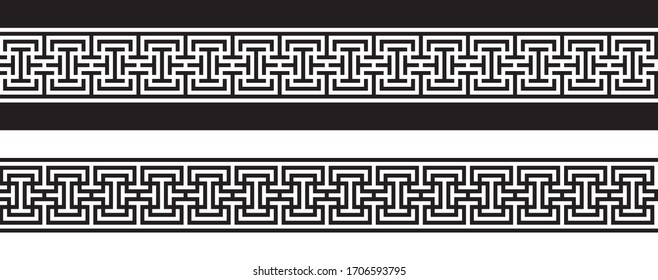 Vector seamless Greek ornament meander, black and white