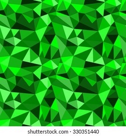 Vector seamless green abstract geometric rumpled triangular graphic background. Digital vector illustration