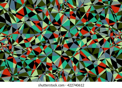 Vector seamless green abstract geometric crumpled triangular graphic background. 