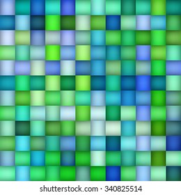 Vector Seamless Green Blue Color Gradient Square Grid  Geometric Tiling Pattern Abstract Background