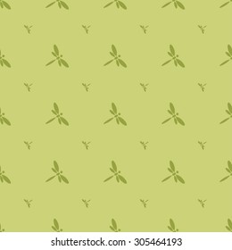 Vector seamless with green dragonfly.