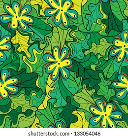 vector seamless green floral background
