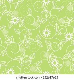 vector seamless green floral background