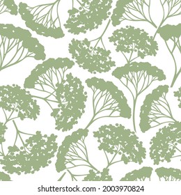 Vector seamless green floral pattern on a white background.