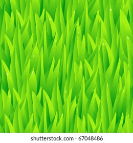 vector seamless green grass pattern background with water drops