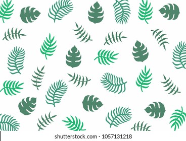 Vector seamless green leaf on white.