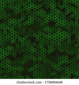 Vector seamless green monochrome mosaic pattern. Graphic seamless pattern in green hues. Seamless honeycomb pattern. Pattern of colored hexagons grid.