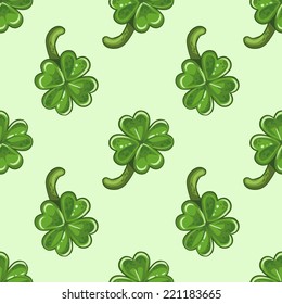 Vector seamless green pattern with clovers