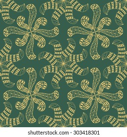 Vector seamless green pattern. Isolated on white