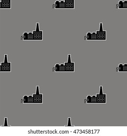 Vector Seamless Grey Industrial Pattern. Chemical Factory Icons