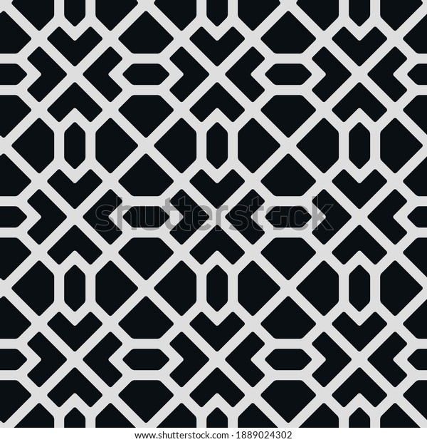 Vector seamless grid texture: endless abstract diagonal monochrome geometric pattern. Black and white oriental mosaic ornament