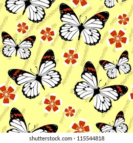 Vector. Seamless grunge butterfly texture 528