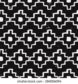 Vector seamless grunge decorative ethnic pattern