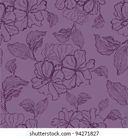 Vector seamless grunge floral pattern with flowers