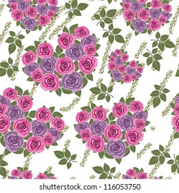 Vector. Seamless grunge flower heart texture 530