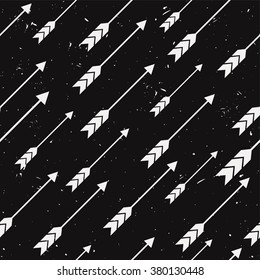 Vector seamless grunge geometrical pattern with arrows. Hipster style. Modern print.