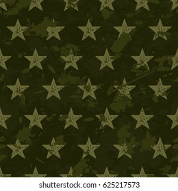 vector seamless grunge military pattern with stars. EPS