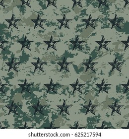 vector seamless grunge military pattern with stars. EPS