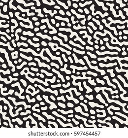 Vector Seamless Grunge Pattern. Black and White Organic Shapes. Messy Spots Texture. Abstract Background Illustration