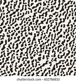 Vector Seamless Grunge Pattern. Black and White Organic Shapes. Messy Spots Texture. Abstract Background Illustration