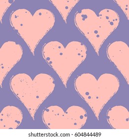 Vector seamless grunge pattern. Grungy graphic illustration of sign of playing card with ink blot, brush strokes. Endless background. Series of gaming and gambling seamless vector patterns.