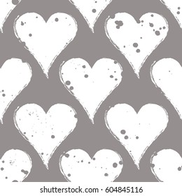 Vector seamless grunge pattern. Grungy graphic illustration of sign of playing card with ink blot, brush strokes. Endless background. Series of gaming and gambling seamless vector patterns.