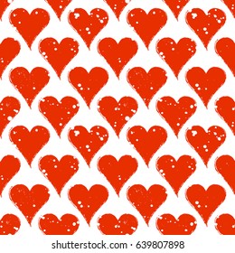 Vector seamless grunge pattern. Grungy graphic illustration of sign of playing card with ink blot, brush strokes. Endless background. Series of gaming and gambling seamless vector patterns.