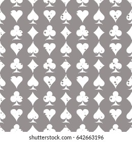 Vector seamless grunge pattern. Grungy graphic illustration of sign of playing card with ink blot, brush strokes. Endless background. Series of gaming and gambling seamless vector patterns.