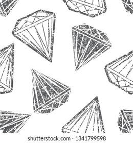 Vector seamless grunge textured pattern from diamond. Luxury design elements. 