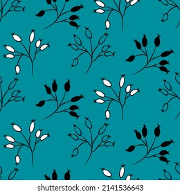 Vector seamless half-drop pattern, with bud