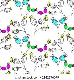 Vector seamless half-drop pattern, with bud