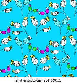 Vector seamless half-drop pattern, with bud