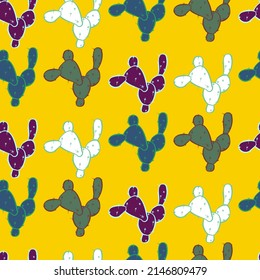Vector seamless half-drop pattern, with cactus