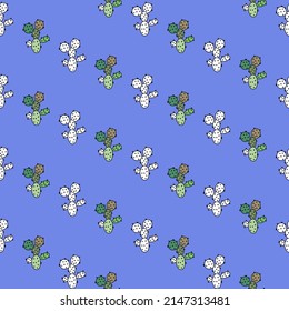 Vector seamless half-drop pattern, with cactus