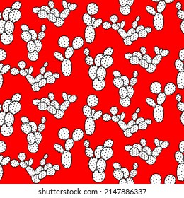 Vector seamless half-drop pattern, with cactus