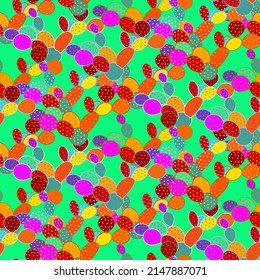 Vector seamless half-drop pattern, with cactus