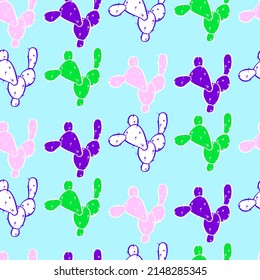 Vector seamless half-drop pattern, with cactus