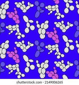 Vector seamless half-drop pattern, with cactus