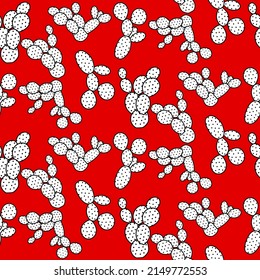 Vector seamless half-drop pattern, with cactus