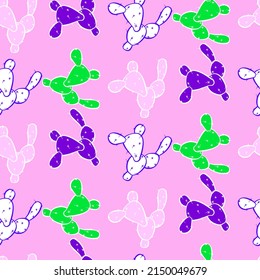 Vector seamless half-drop pattern, with cactus