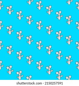 Vector seamless half-drop pattern, with cactus